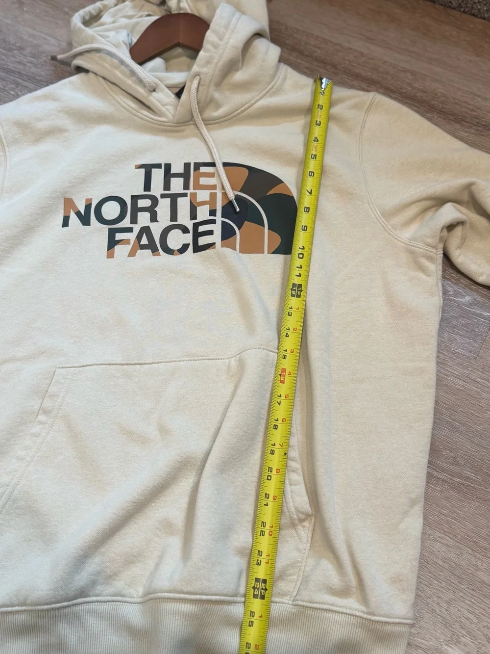 The North Face Men's Cream Logo Pullover Hoodie with Multicolor Logo